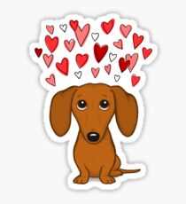 Pegatina Lindo Dachshund con corazones