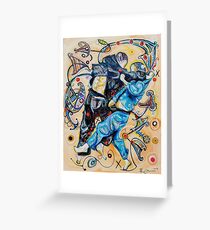 Jitsu-Blue - Original Painting BJJ Art By Kim Dean Greeting Card