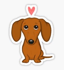 Pegatina Lindo Dachshund de dibujos animados con corazón