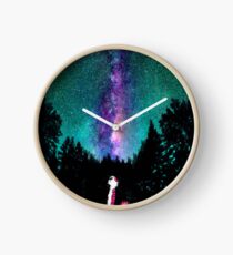 Calvin and hobbes galaxy night Clock