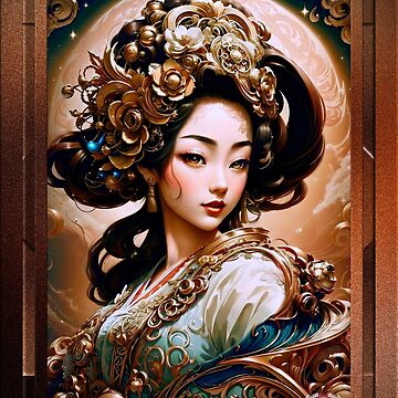 Artwork thumbnail, The Golden Dragon Geisha Girl Beautiful AI Concept Art Portrait by Xzendor7 by xzendor7