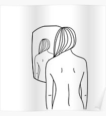 False Mirror - Minimal Black and White Digital Art Poster