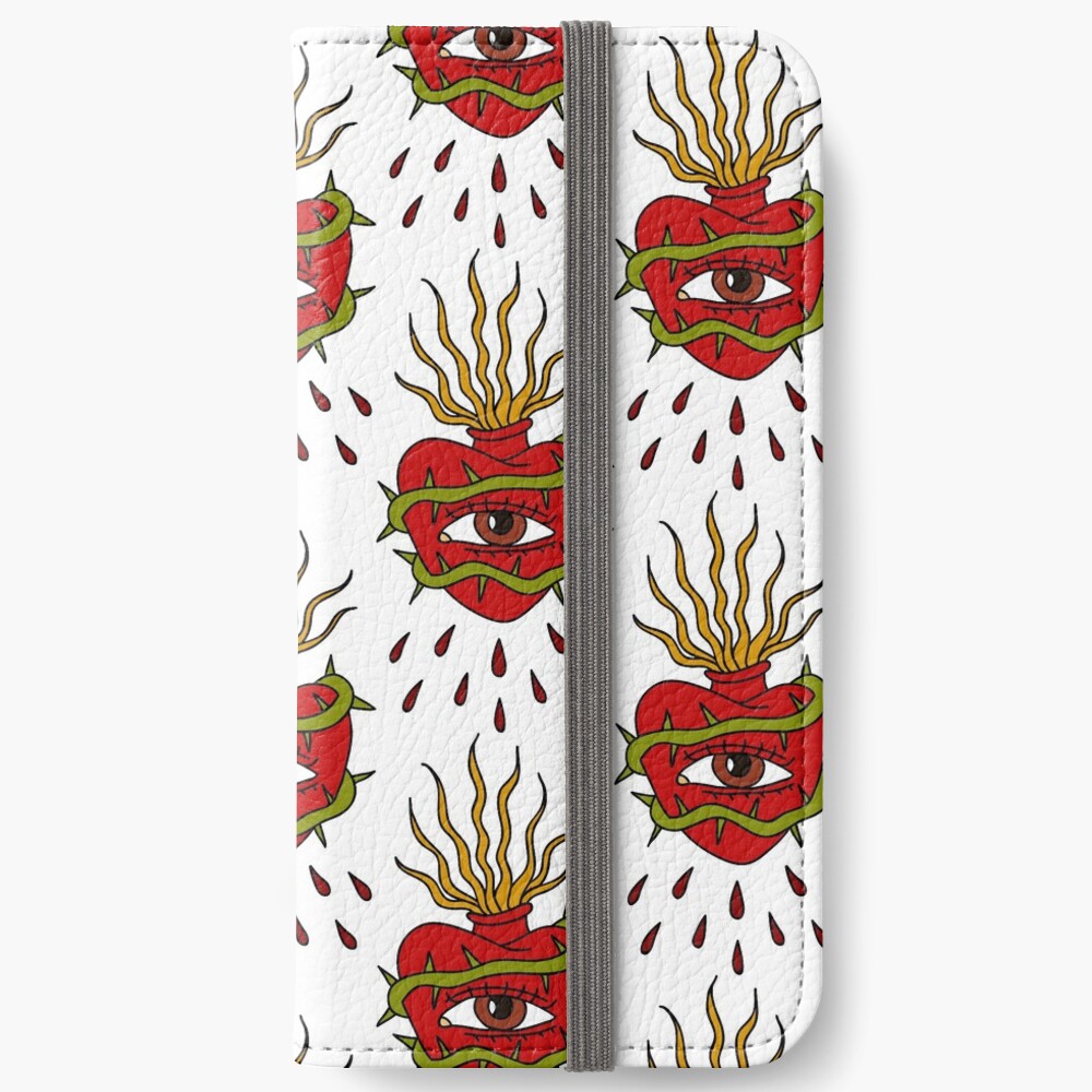 sacred heart illustration traditional tattoo flash iPhone Wallet