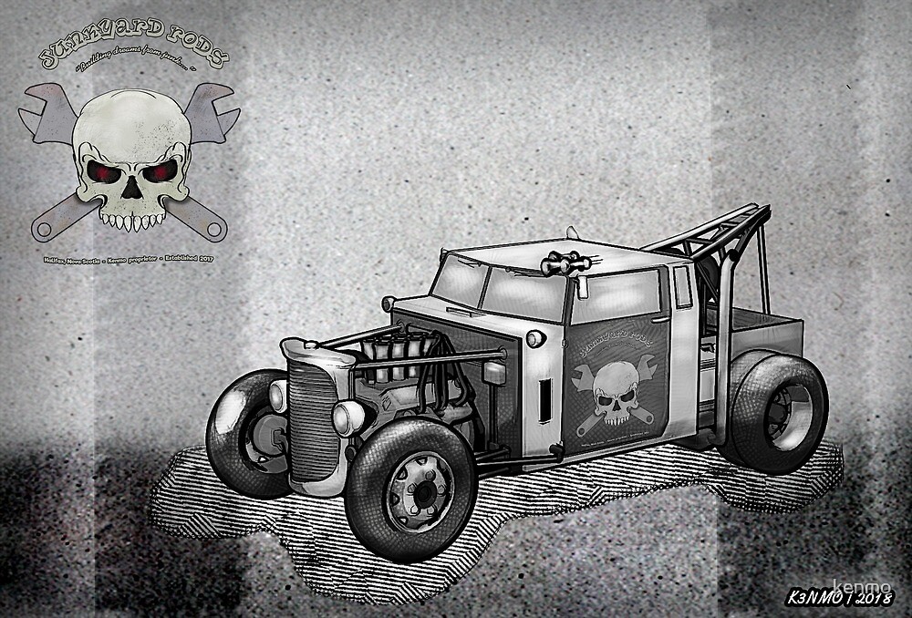 Junkyard Rods Tow Truck By Kenmo Redbubble