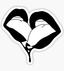 The Kiss - Minimal Black and White Digital Art Sticker