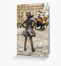 Fearless Girl And Wall Street Bull Statue - New York Greeting Card