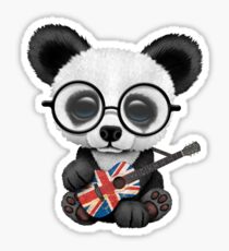 Baby Panda Playing Union Jack Guitar Sticker