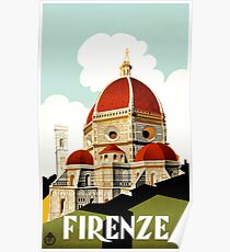 Vintage Florence Firenze Italy Travel poster Poster