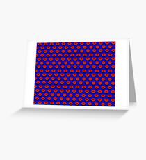 Comicbook Lips Pattern - Red on Ultramarine Greeting Card