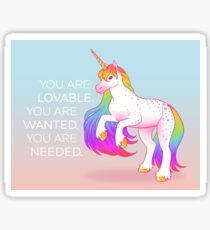 "You Are Lovable" Rainbow Unicorn Sticker