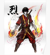 Zuko von Avatar mit Sumi Tinte und Aquarell Poster
