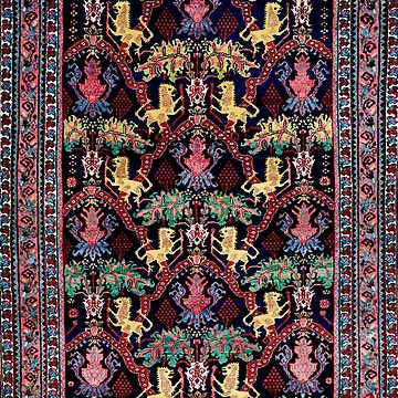 Bijar Kurdish Animal Rug with Rampant Lions Sticker for Sale by Vicky  Brago-Mitchell®