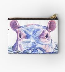 Glückliche Flusspferd-Aquarell-Malerei Täschchen