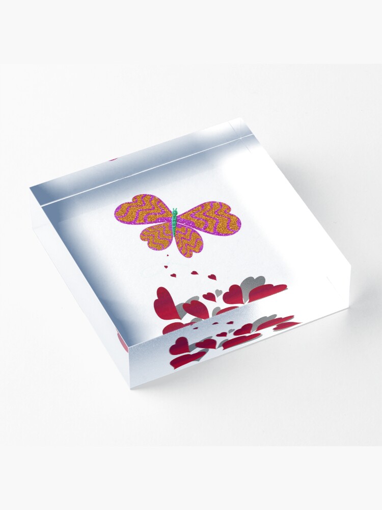Vista alternativa de Bloque acrílico Con All My Heart Butterfly