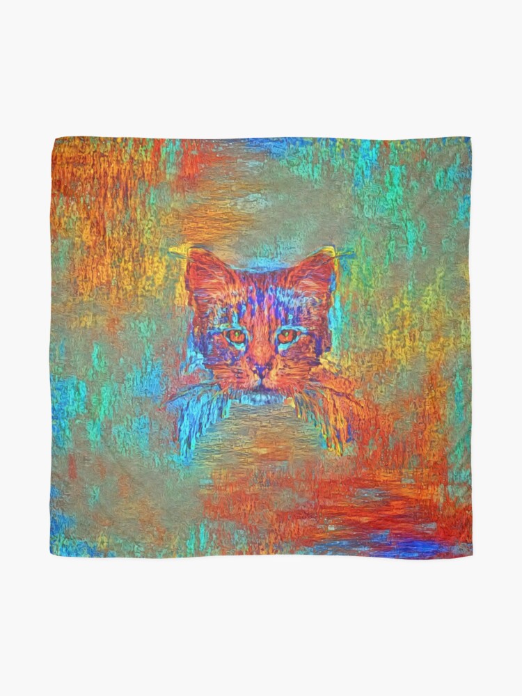 Alternate view of Ninja cat hiding in Modern #Art Scarf