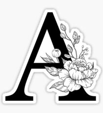 A Botanical Monogram. Detailed Peony Drawing Sticker
