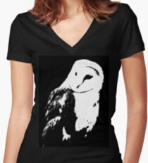 Owl Women's Fitted V-Neck T-Shirt