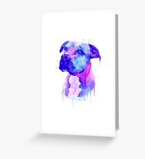 Pit bull Watercolor, Pit bull Painting, Pit bull Portrait, Pit bull art, Pit bull illustration Greeting Card