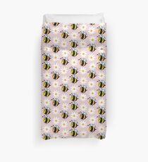 Chubby Bees With Daisies Duvet Cover