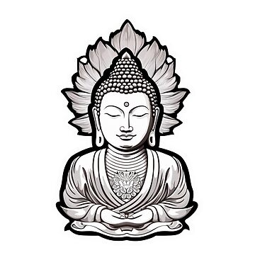 Buddha Black White , Buddhist symbol, home decoration Sticker for