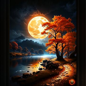 Artwork thumbnail, The Enchanted Realm Of The Orange Moon Beautiful AI Concept Art by Xzendor7 by xzendor7