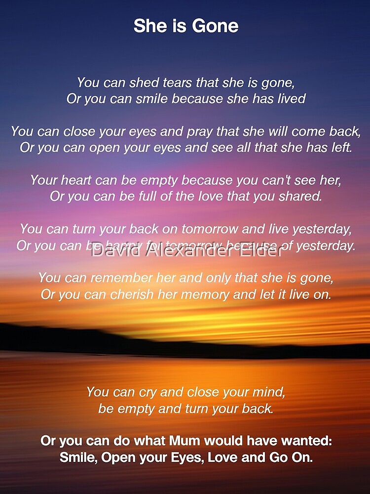 she is gone funeral poem for mum p=greeting card