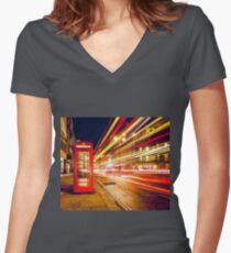 London red telephone box Women's Fitted V-Neck T-Shirt