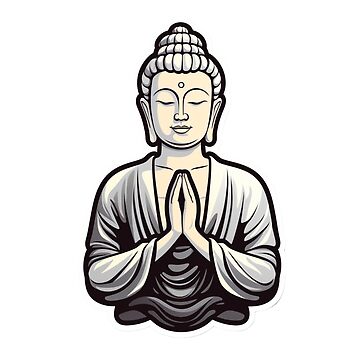 Sticker for Sale mit Schwarz-weiße Buddha-Digitalkunst, Buddha