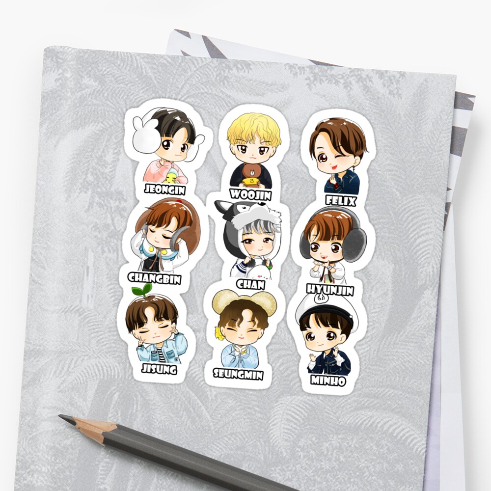 kpop stray kids chibi all members sticker by lysavn redbubble