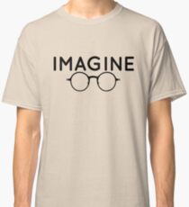 Camiseta clásica Imagínese, gafas redondas, gafas, paz, hippie, pacifismo, elija la paz