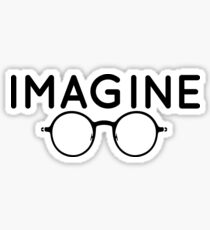 Imagine, round glasses, spectacles, peace, hippie, pacifism, choose peace Sticker