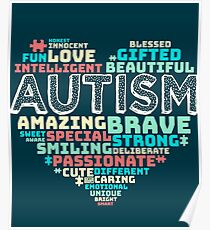Colorful Heart Puzzle Autistic Love Autism Awareness Poster