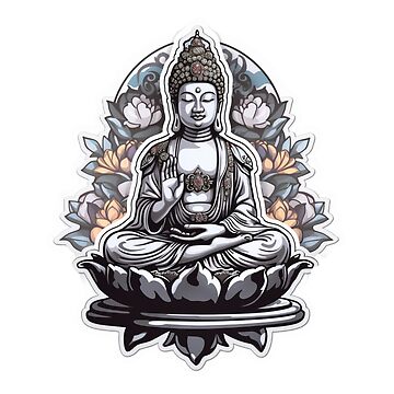 Buddha Black White, 3D Black White statue , Meditation Greeting