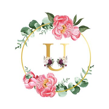 Letter U Floral Monogram Initial Wildflowers Stock Photo