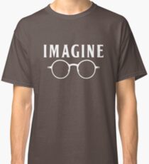 Camiseta clásica Imagínese, gafas redondas, gafas, paz, hippie, pacifismo