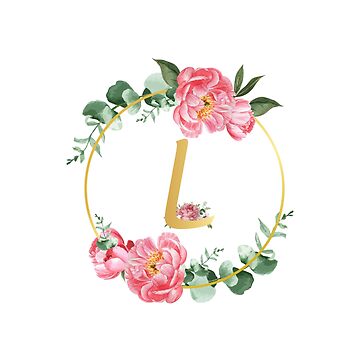 Watercolor floral L letter monogram print Essential T-Shirt for