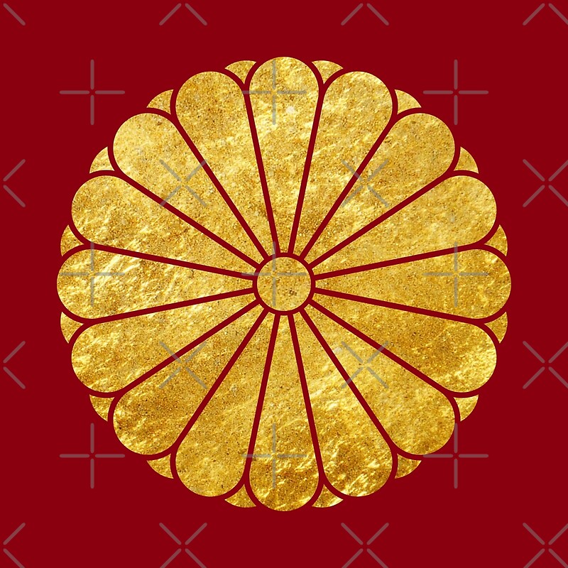 "Kiku Chrysanthemum Mon faux gold" by redhomestead Redbubble