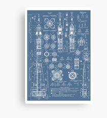 Lienzo Vintage Soyuz Rocket Blueprints Russian Soviet Era Space