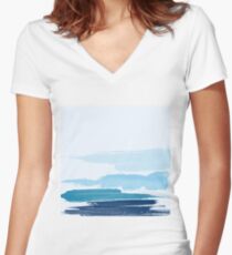 Water Brush Stroke Women's Fitted V-Neck T-Shirt
