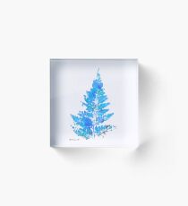 Blue Fern Leaf Acrylic Block