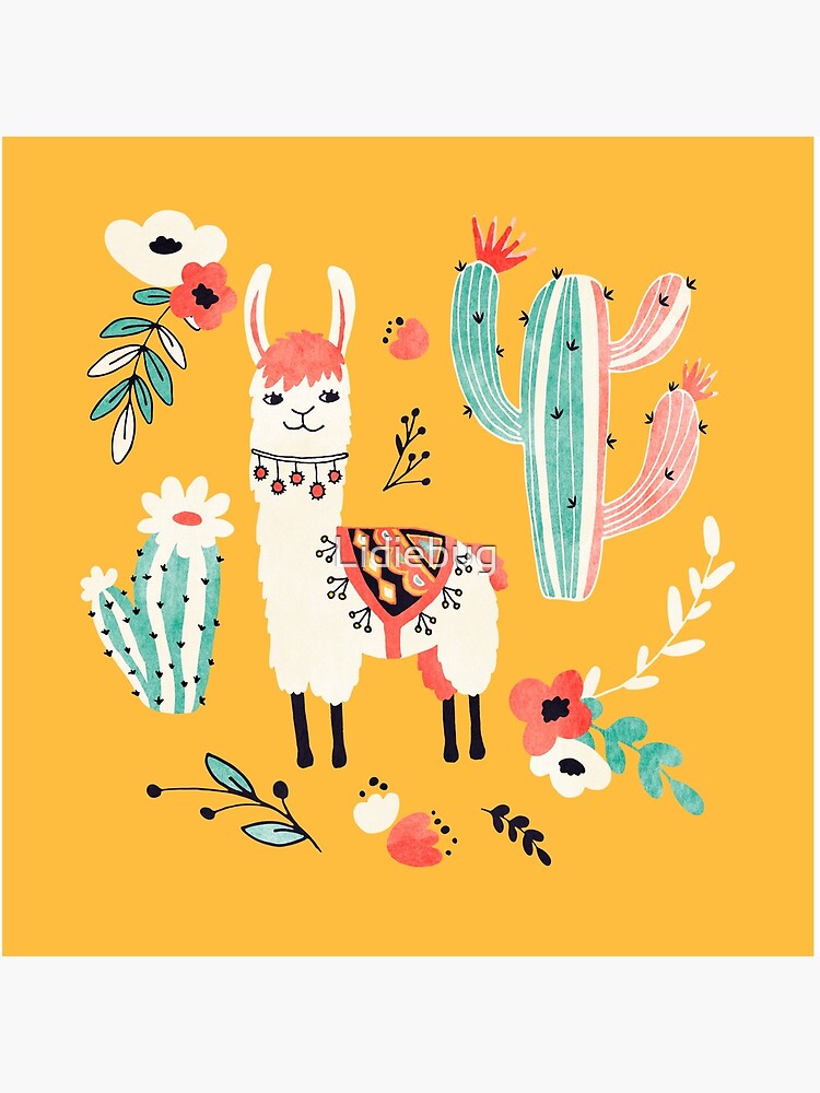 White Llama with flowers by Lidiebug