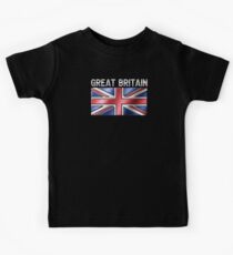 Great Britain - British Flag & Text - Metallic Kids Tee