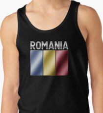 Romania - Romanian Flag & Text - Metallic Tank Top