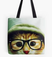 Vintage Cat Wearing Glasses Tote Bag