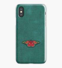 Butterfly in Jewel Colors on Teal Linen iPhone Case/Skin