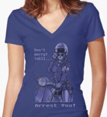 Sexy Policewoman Funny Design Women's Fitted V-Neck T-Shirt