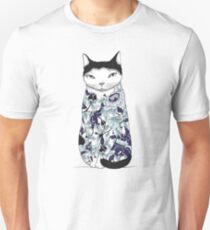 Camiseta unisex Gato en Blue Peony Tattoo