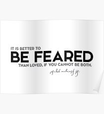 better to be feared - niccolo machiavelli Poster