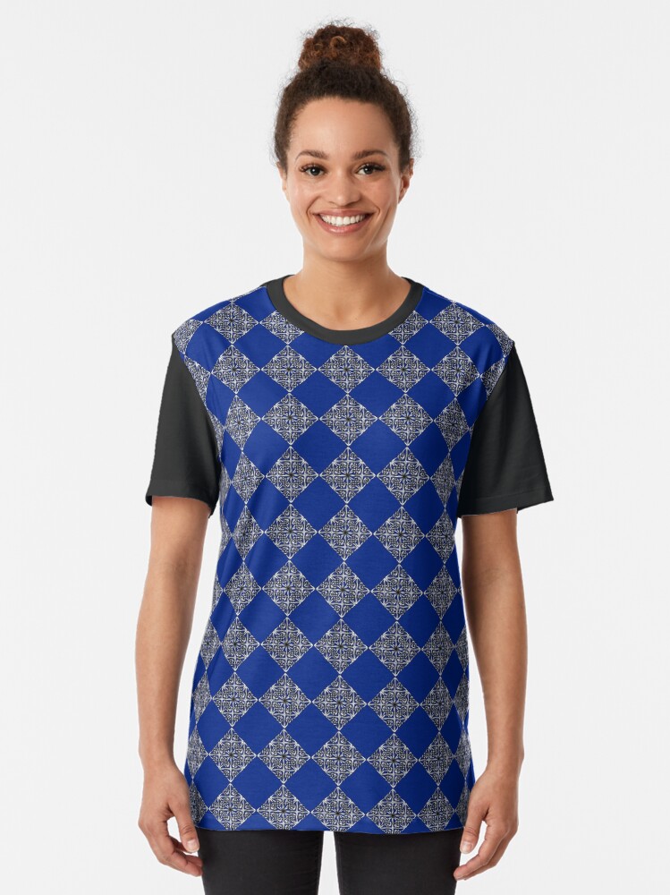Alternate view of Blue & Silver Diamonds Graphic T-Shirt