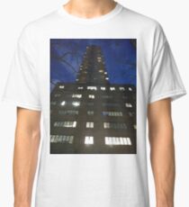 New York, Manhattan, Brooklyn, New York City, architecture, street, building, tree, car, pedestrians, day, night, nightlight, house, condominium,  Classic T-Shirt